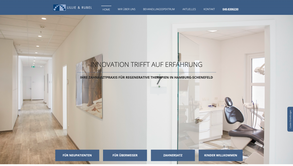 Zahnarztpraxis im Stadtzentrum Schenefeld, Webdesign + Marketing für Zahnärzte