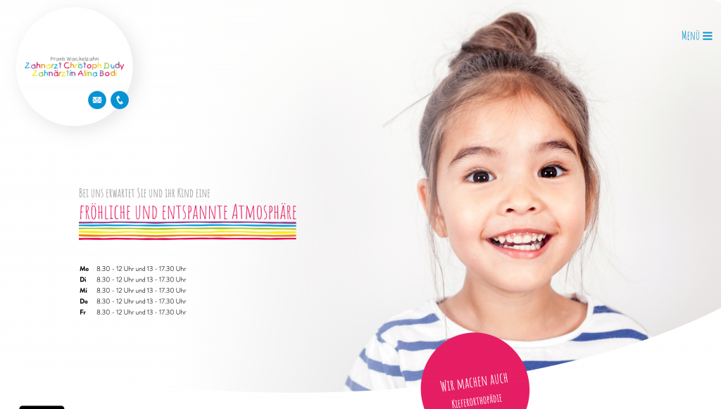 Kinder-Zahnarztpraxis Wackelzahn, Webdesign + Marketing für Zahnärzte