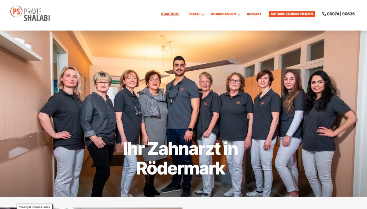 Screenshot der von denktal gestalteten Praxis-Website: Zahnarzt in R&ouml;dermark