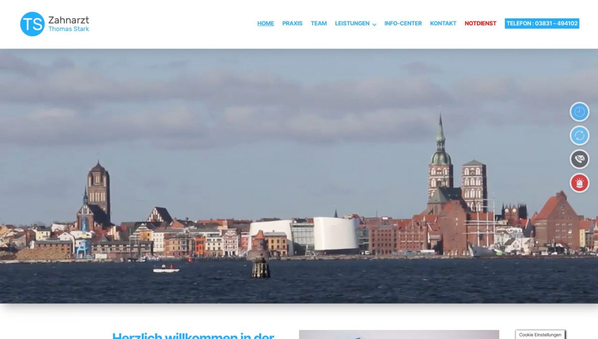 Screenshot der von denktal gestalteten Praxis-Website: Zahnarzt Thomas Stark